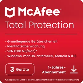 McAfee Total Protection ESD 3 Geräte 1 Jahr DE Win Android