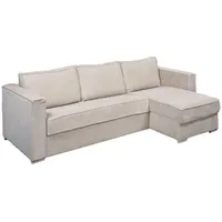 Vente-unique-Eckschlafsofa mit Matratze - Ecke wechselbar - Cord - Beige - Liegefläche 140 cm - Matratze 18 cm - Loreto