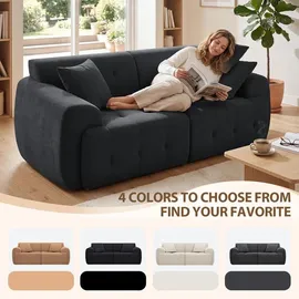 COMHOMA Sofa 2 Sitzer, 180 x 86 x 40 cm Bodensofa, Couch mit Rückenlehne, Kissen und Armlehne, Modernes Stoffsofa für Wohnzimmer, Wohnung, GRAU - Grau