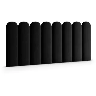 Muralo - Samt Wandkissen Stoff Polster-Paneel für Schlafzimmer Wohnzimmer Bett Wandpolster Bettkopfteil Lendekissen Modern Luxus Gepolstert Magic Velvet (Schwarz, 30 cm x 100 cm)