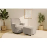 Home Affaire Drehsessel HETTY, Drehsessel mit Wippfunktion und Hocker; Lesesessel, Armsessel (Set, 2-St), mit Dreh/Wippfunktion, mit Federkern, in Cord und Microfaser braun
