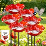Vogeltränke Blume Gartenstecker Aus Metall Bienentränke, Blumengartenstecker Blumenform Winterfest Insektentränke Gartenfiguren Gartenstatuen Gartendeko Für Draußen (6PCS)