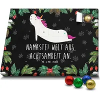 Mr. & Mrs. Panda Schoko Adventskalender Einhorn Yoga - Schwarz - Geschenk, witzig, Schokoladen Adventskalender, Einhörner, Yogamatte, lustig, Pega... - Schwarz