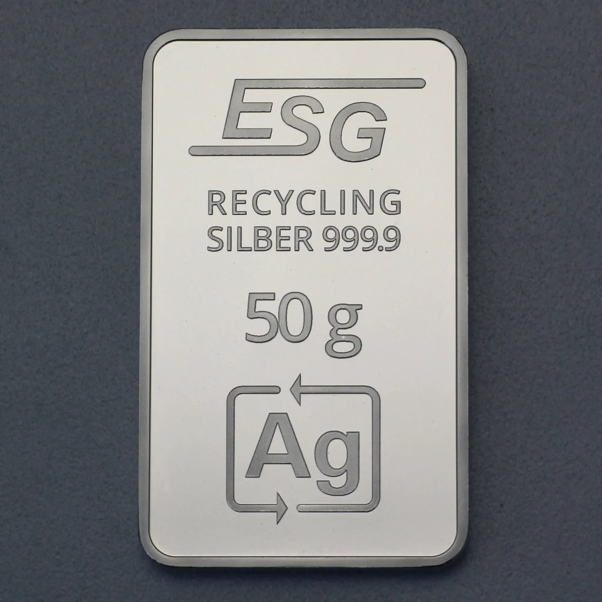 Silberbarren 50g ESG geprägt gravierbar Recyclingsilber