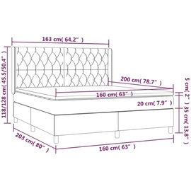 vidaXL Boxspringbett mit Matratze Dunkelbraun 160x200 cm Stoff