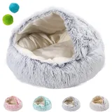 Haboz Hundehöhle, HABOZ GoHöhle - Ergonomische Hundehöhle Für Gelenkschonende Schläfchen, Hunde Kuschelhöhle Hunde Höhle Katzen Bettchen (Grauer kurzer Plüsch, 35 * 35cm/13.8in*13.8in)