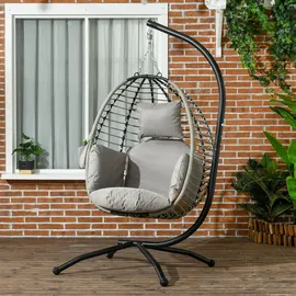 Outsunny Hängesessel oval Grau 1-Sitzer mit Gestell