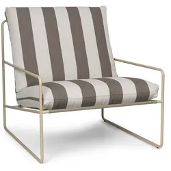 Ferm Living - Desert Stripe Outdoor Sessel, cashmere / chocolate