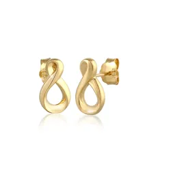 Paar Ohrstecker ELLI PREMIUM "Ohrstecker Infinity 585 Gelbgold", gold, Ohrringe, Damen, OneSize, ohne Stein, Gelbgold 585