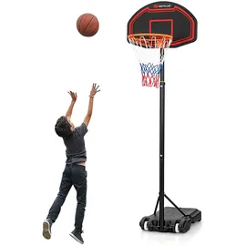 Costway Basketballständer 155-210cm höhenverstellbar, Basketballkorb mit Ständer, Basketballanlage rollbar, Korbanlage geeignet für Indoor und Outdoor