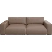 Big-Sofa MUSTERRING "LUCIA Mega Sofa, hoher Sitzkomfort, Breite 252cm, Kontrastnaht", braun (hasel bax), B:252cm H:81cm T:124cm, Flachgewebe FLORIS (100% Polyester);Flachgewebe VALMONT (60% Baumwolle/ 40% Leinen);Microfaser CRONA (100% Polyester), Sofas, Big-Sofa, in vielen Qualitäten und 4 unterschiedlichen Nähten, 2,5-Sitzer