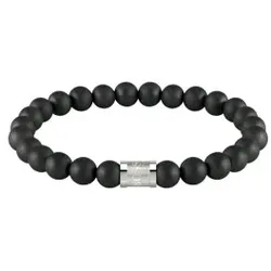 BOSS für Herren. 1580042M Armband Perlen bilden ihn schwarz (OSFA), Lässig, Rostfreier Stahl