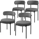 4er Set Esszimmerstühle Wohnzimmerstühle Küchenstühle Rückenlehne Stoff Grau