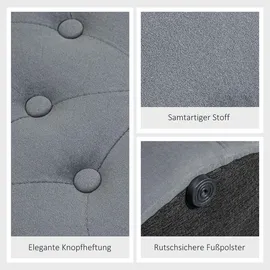 Homcom Sitzhocker mit Stauraum Deckel Runde Samtoptik Knöpfen Grau Ø60 x 40 cm