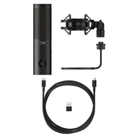 HyperX QuadCast 2 S USB-Mikrofon, RGB-Beleuchtung, 32-Bit/192 kHz Audio, vier Richtcharakteristiken, Tap-to-Mute-Sensor, Multifunktionsknopf, abnehmbare Dämpferhalterung, NGENUITY-kompatibel, Schwarz