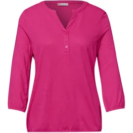 STREET ONE Tunikashirt STREET ONE, Damen, Gr. 44, pink (magenta dream), Web, 100% Baumwolle, unifarben, comfort fit normal, Rundhals, elastischer Bund, Shirts, mit 3/4 Ärmeln