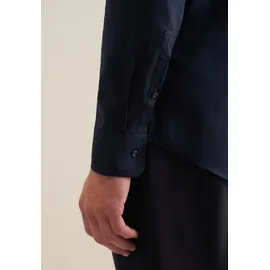 Seidensticker "Schwarze Rose", Herren, Gr. XL44, normale Ärmellängen, blau (dunkelblau), 100% Baumwolle, unifarben, tailored fit, 2-Knopf-Manschette, Hemden, Shaped 1/1 Kentkragen Uni