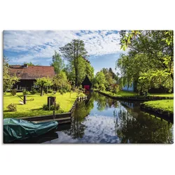 Wandbild ARTLAND "Gebäude im Spreewald in Lehde I", grün (farbe bild(er): grün), B:90cm H:60cm T:1,8cm, Canvas, Leinwand, Bilder, als Leinwandbild, Wandaufkleber in verschied. Größen