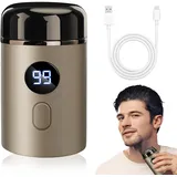 Tragbarer Elektrischer Mini Rasierer, Mini Rasierer Herren Kapsel Rasierer Mini Elektrorasierer USB Waschbarer Mini Shaver Reise-Nass-Trockenrasierer für Damen Herren (Gold)