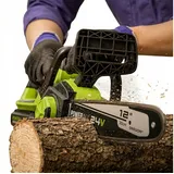 Greenworks Akku-Kettensäge Elektro-Kettensage 24V Brushless CSG4450 4.0Ah Akku & Schnellladegerät, 6''/12'' Mini Kettensäge automatischer Kettenschmierung für Heimbüro grün 15 cm