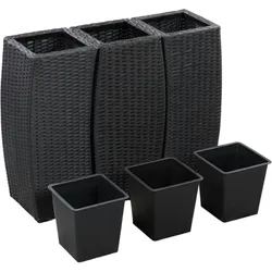 vidaXL Garten-Hochbeete 3-tlg. Poly Rattan Schwarz