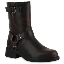 Damen Biker Boots in Dunkelbraun