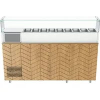 Gastronics Pizzakühltisch Premium – Kühltheke mit schwarzem Compact im Marmor-Design, LED 207 x 80 x 145 cm 2 Türen 5 Schubladen