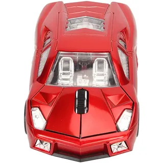 LED Funkmaus, Sportwagen Maus, 2,4 GHz USB Empfänger, Desktop PC Sportmaus mit LED Scheinwerfer, 1600 DPI Optischer Sensor, für PC