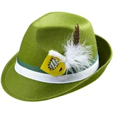 Widmann s.r.l. Bayrischer Fedora mit Dekofeder und Bierkrug Filz Filzhut Hut Bayernhut grün neu