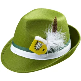 Widmann s.r.l. Bayrischer Fedora mit Dekofeder und Bierkrug Filz Filzhut Hut Bayernhut grün neu
