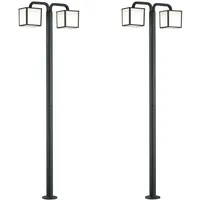 MeineWunschleuchte Gartenlaternen 2er SET in Anthrazit IP54, Höhe 200cm