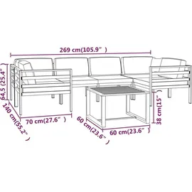 vidaXL Garten-Lounge-Set 7-tlg. Aluminium anthrazit