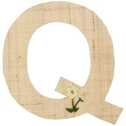 RICE Raffia Buchstaben Sticker, Q, Blumen