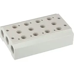Riegler Mehrfach-Grundplatte für 5/2-5/3-Wegeventile, 5 Positionen, G 1/2
