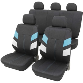 PETEX Universal Autositzbezüge "Maui" vorne und hinten, airbagtauglich und geprüft, Komplettset 11-Teilig Eco Class Sab 1 Vario, blau