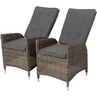 OUTFLEXX 2er Set Dining Sessel, grau, Polyrattan, je 55 x 65 x 112 cm, Rücken stufenlos verstellbar
