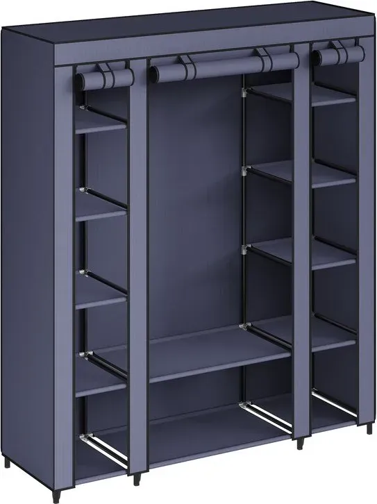 Ochama Tragbarer Kleiderschrank, Schrank mit Stoffbezug, blau