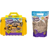 Kinetic Sand Baustellen Koffer mit 907 g Kinetic Sand & 907 g Beutel mit magischem Indoor-Spielsand naturbraun