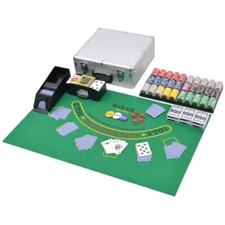 vidaXL Kombiniertes Poker/Blackjack Set mit 600 Laserchips Aluminium