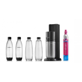 Sodastream Duo schwarz + 2 Glaskaraffen + 2 PET-Flaschen + Zylinder