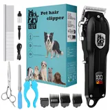 LQT Schermaschine Hund, Wiederaufladbare Kabellose Geräuscharme Hundeschermaschine, Geeignet für Katzen und Andere Haustiere zu Hause (Schwarz)