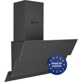 Wiggo Dunstabzugshaube 60cm kopffrei I Abluft Umluft Dunstabzug 300m3/h - LED Touch-Display 3 Stufen I Schräghaube inkl. Fettfilter & 2x Kohlefil...