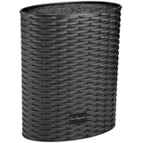 Lou Laguiole Messerblock mit Borsteneinsatz für die sichere Aufbewahrung von Küchenmessern, schwarz, oval, unbestückt, 17,5 x 7,5 x 22,2 cm