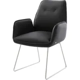 DELIFE Polsterstuhl Zoa-Flex, Kufengestell Edelstahl Echt-Leder Schwarz Taschenfederkern schwarz 62 cm x 90 cm x 63 cm