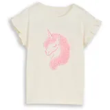 Tom Tailor T-Shirt TOM TAILOR, Mädchen, Gr. 128/134, wool weiß, Jersey, Obermaterial: 100% Baumwolle, bedruckt, regular fit normal, Rundhals, Volant, Shirts T-Shirt, mit Einhorn Print