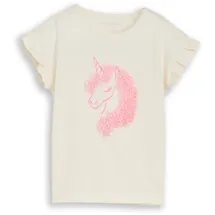 Tom Tailor T-Shirt TOM TAILOR, Mädchen, Gr. 128/134, wool weiß, Jersey, Obermaterial: 100% Baumwolle, bedruckt, regular fit normal, Rundhals, Volant, Shirts T-Shirt, mit Einhorn Print