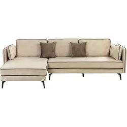 3-Sitzer Ecksofa Samtstoff beige rechtsseitig ALTAN