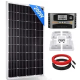 200W Wohnmobil Set Solarpanel Solarmodul 12V Monokristallin Mit Montage PV Halterung für RV Camping Haus