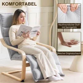 Homcom Lounge-Sessel gepolstert 67 x 105 x 114 cm Hellgrau mit verstellbarer Fußstütze
