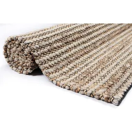 OTTO home Wollteppich OTTO HOME "Leevy, Wolle und Jute, handgewebt, Handweb Teppiche" Gr. 6, beige (sand), B:200cm H:25mm L:300cm, Jute, Wolle, Teppiche, schöne Streifenoptik, Wohnzimmer, Schlafzimmer, Esszimmer